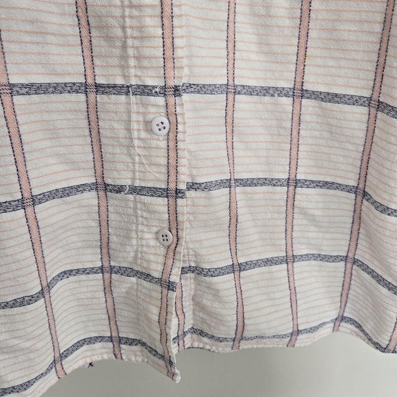 Vintage First Class Button Up Shirt Women's L Blue And Pink Plaid Locker Loop - Picture 4 of 12